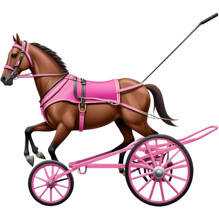 Harness racing horse that pulls a two-wheeled cart occupied by a driver in pink emoji