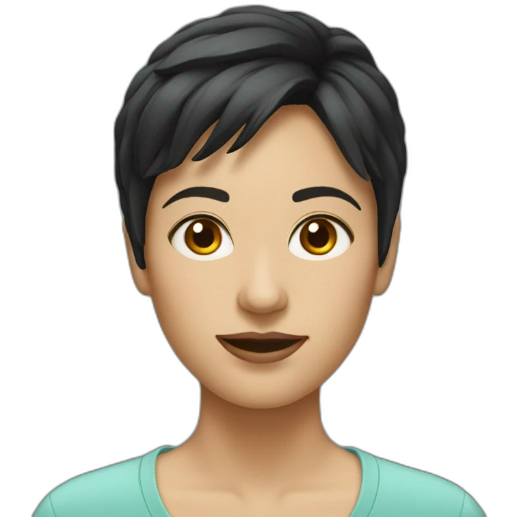 computer woman short dark hair emoji