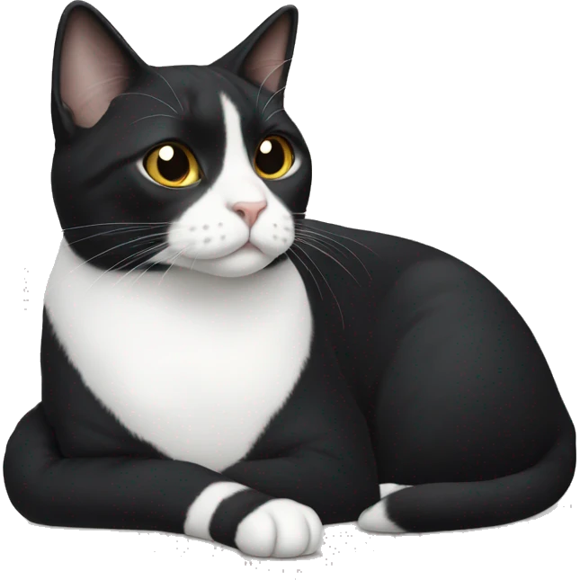 Tuxedo cat with white chin and small white mustache  emoji
