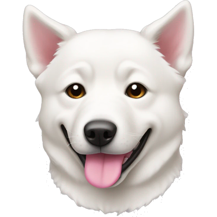 White jindo with pink nose emoji