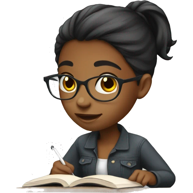 young black female student with straight hair studying emoji