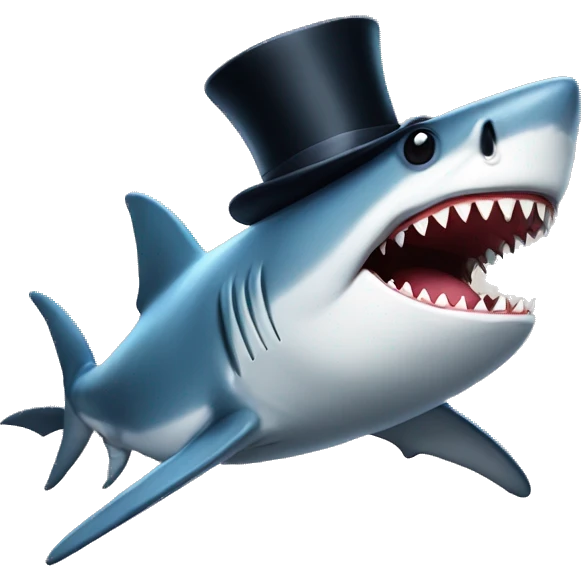 Shark with a top hat emoji