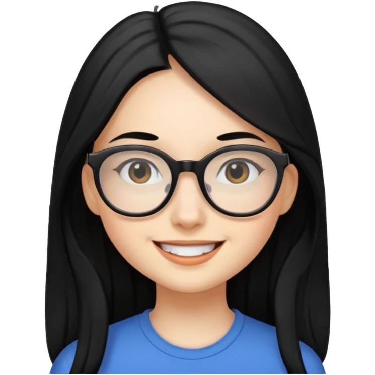 Girl long  hair black coloured hair glasses emoji