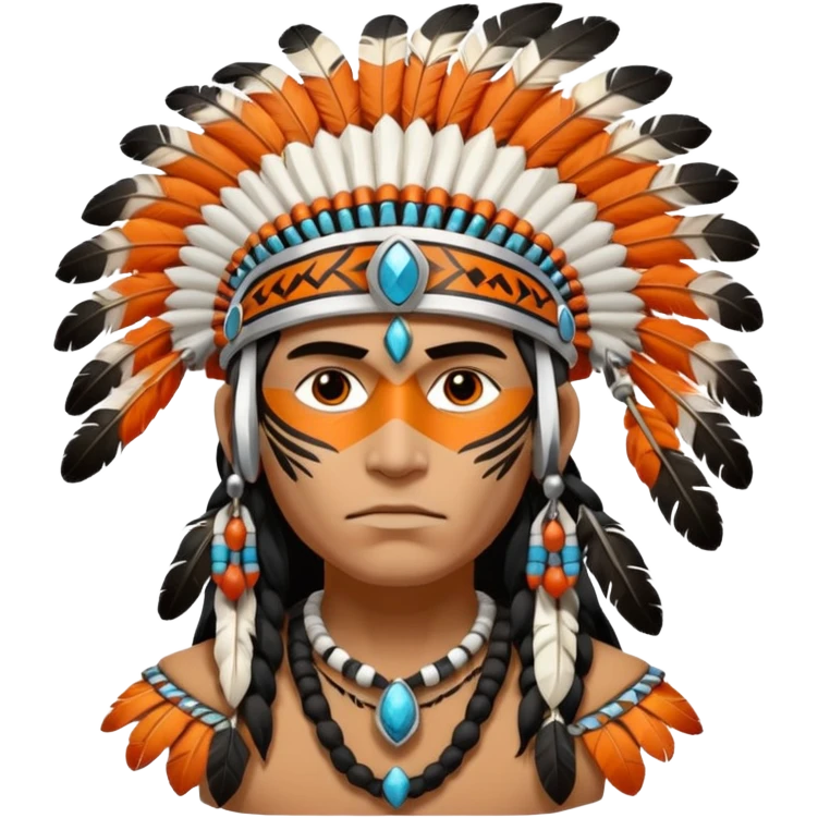 Orange black and white Native American warrior head dress emoji
