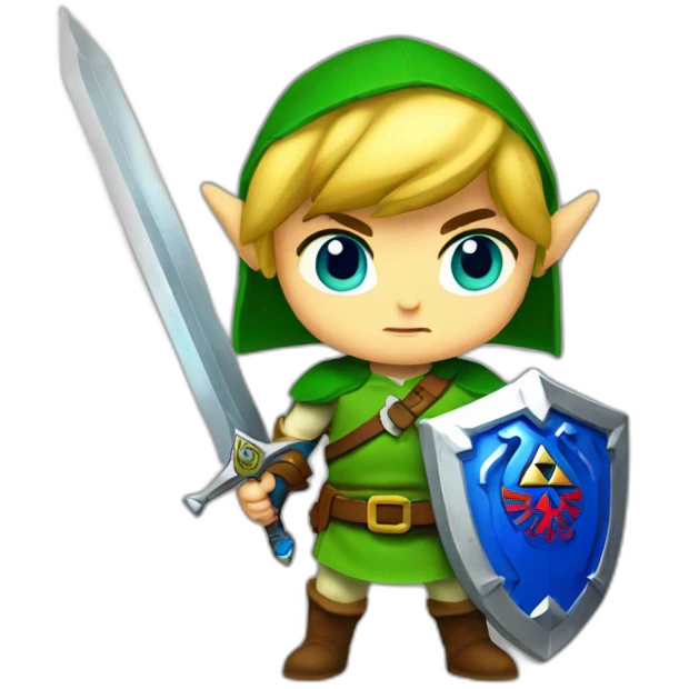Zelda baby link standing with sword and shield emoji