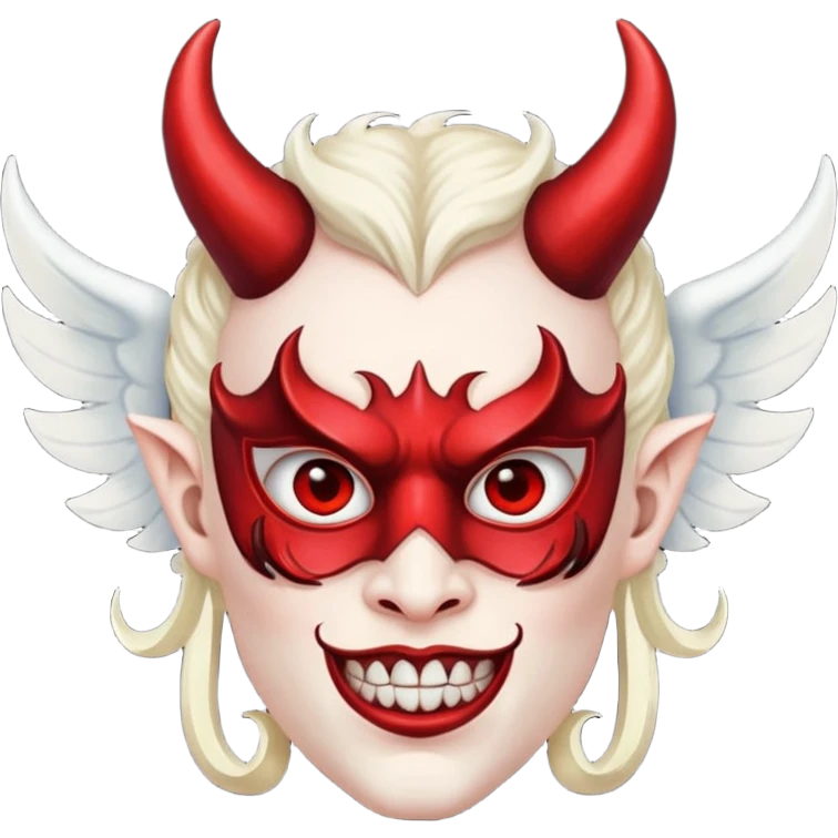 Devil wearing angel mask emoji