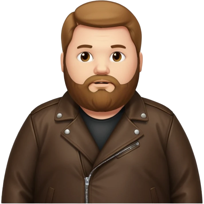 Long hair obese men with beard in leather jacket emoji