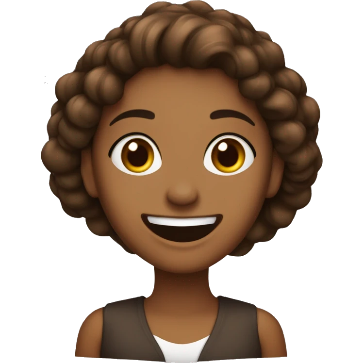 Mujer de pelo suelto largo marron oscuro sonriendo emoji