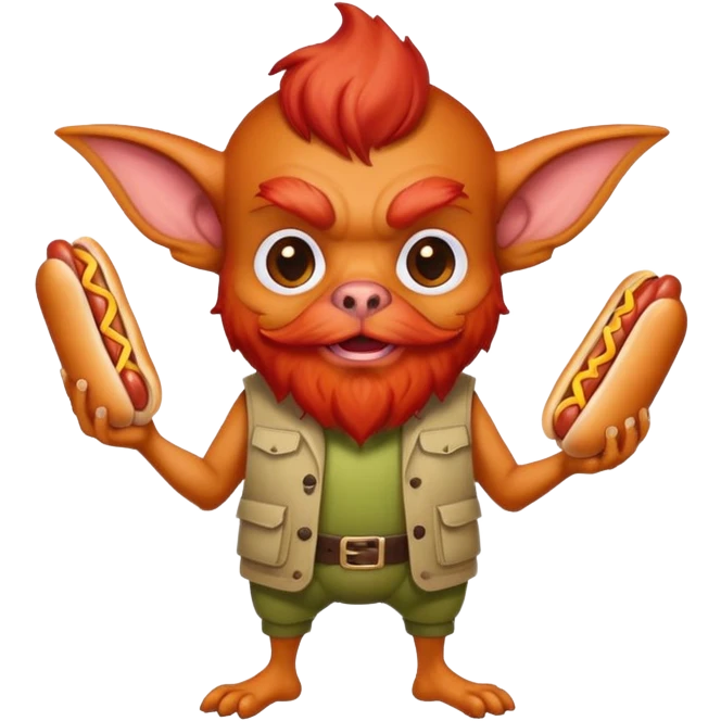 Gremlin with red beard and hot dogs  emoji