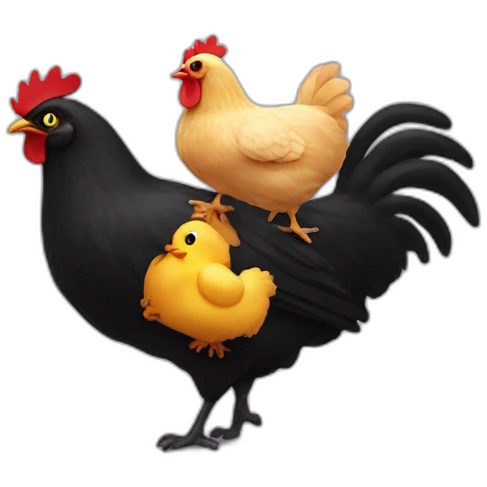 A black cat carrying a chicken on its back emoji