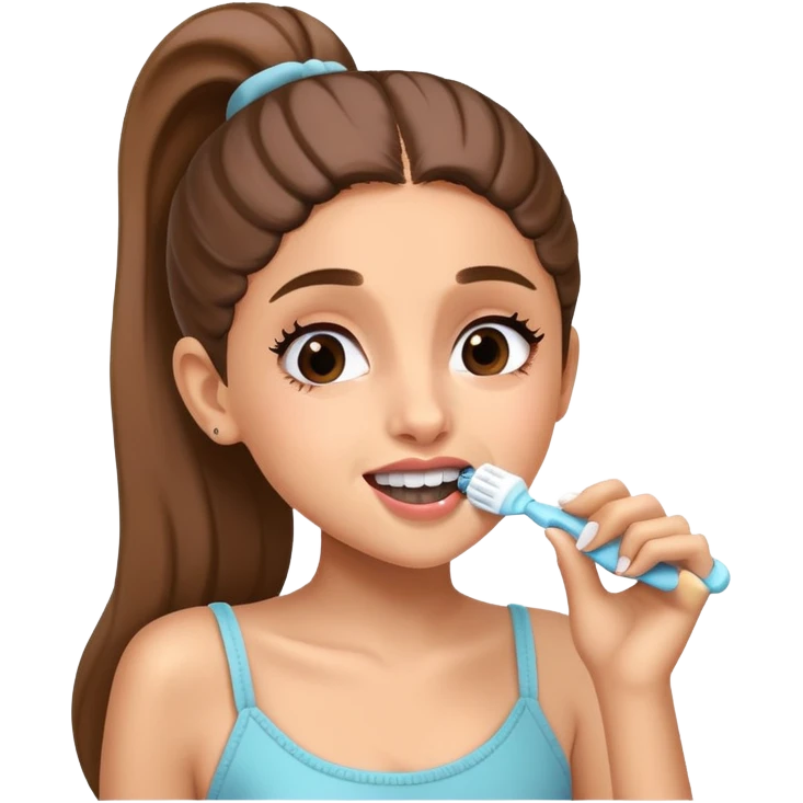 Ariana grande brushes teeth  emoji