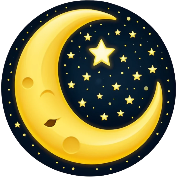 crescent moon with a dotted orbit line emoji