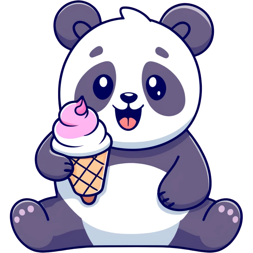 Panda eating ice cream emoji