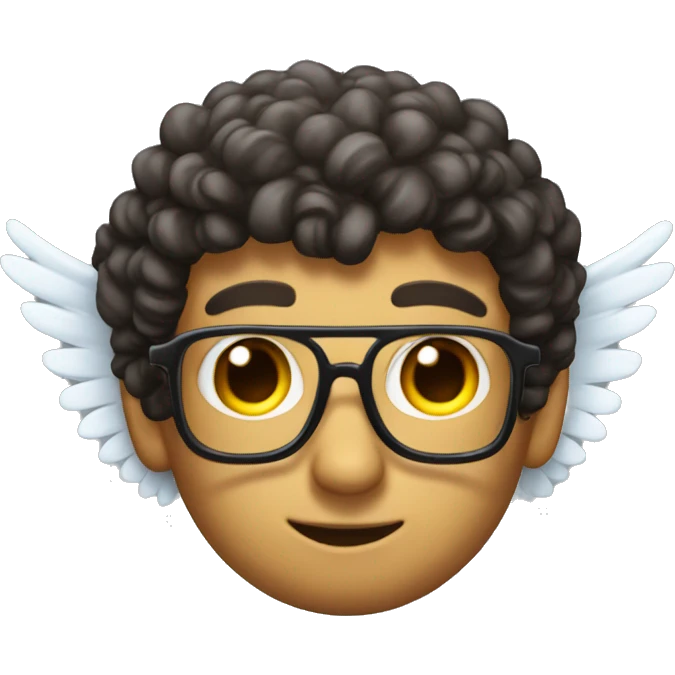 nerd emoji with wings for ears. and he has curly emoji