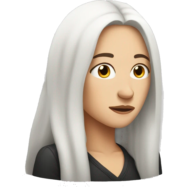 white woman with dark long hair exhales and closes her eyes emoji