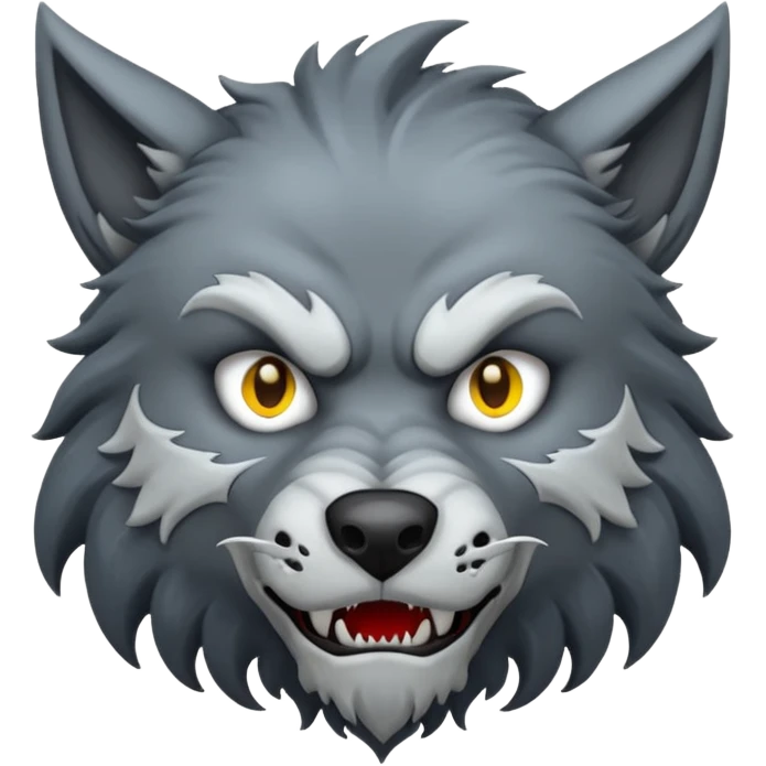 Lycan head, full moon, horror cartoon emoji, no background emoji
