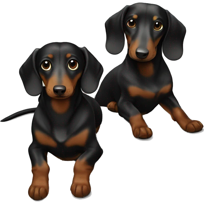 1 black daschund and 1 brown daschund friends emoji