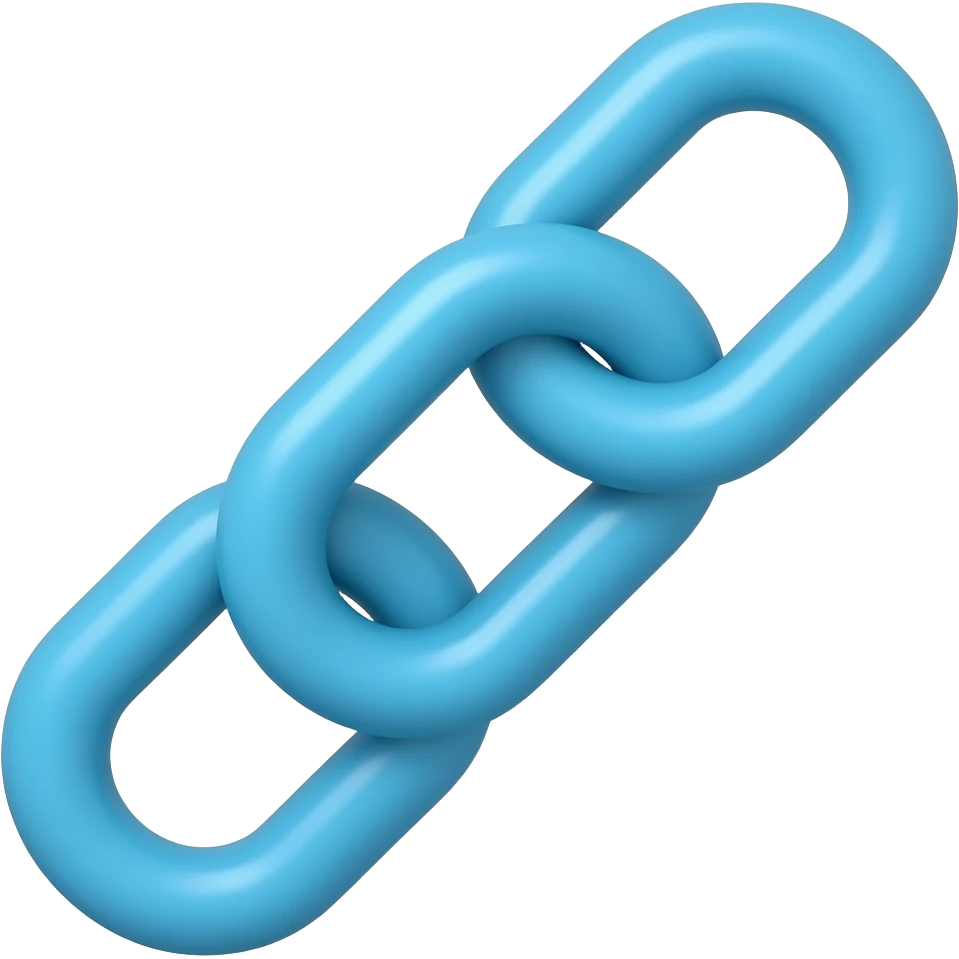 Create a link emoji using a bright sky blue color, similar to the color of a clear daytime sky. emoji