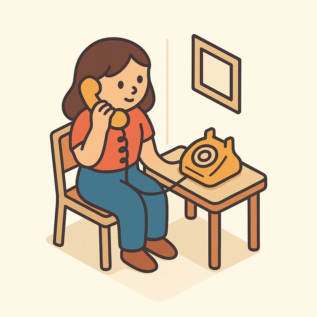 girl talking on telephone in her room emoji
