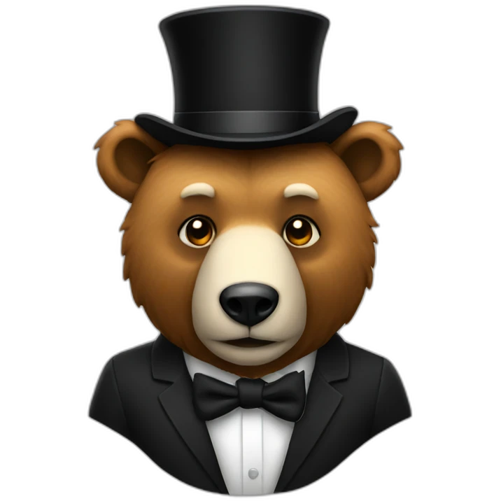 A bear with a black top hat emoji