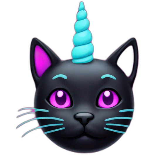 black cat unicorn neon emoji