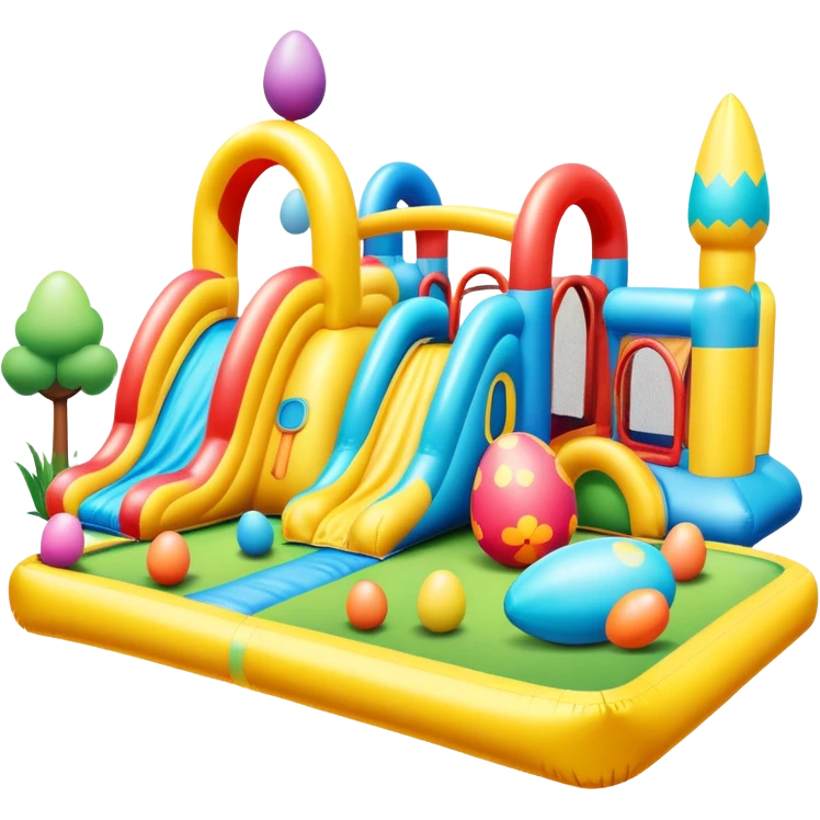 an easter rainbow bouncy play park landscape  emoji