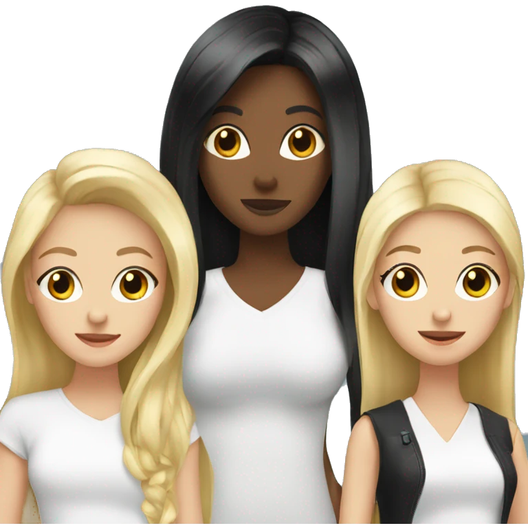 One blonde girl and 2 girls with black hair emoji