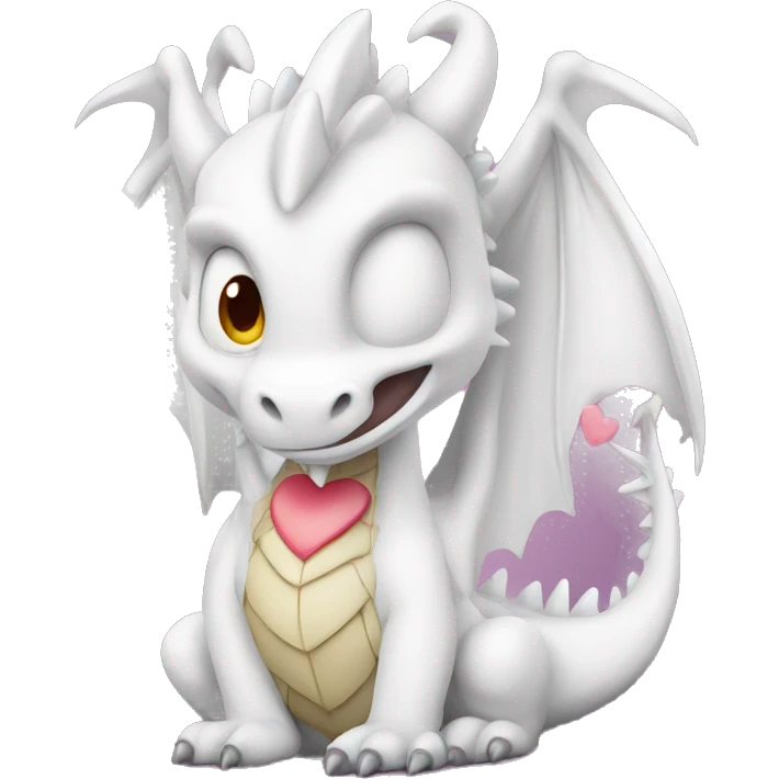 White Dragon with hearts emoji