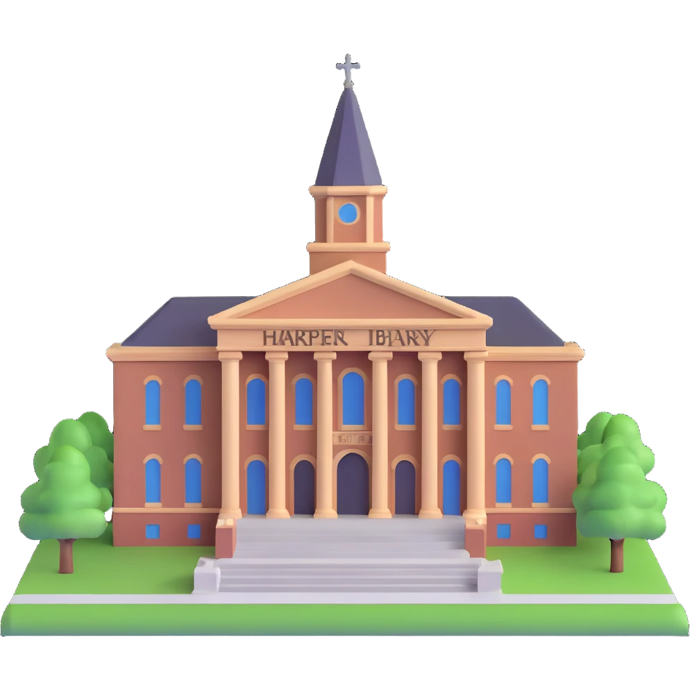 dean boyer in front of harper memorial library emoji