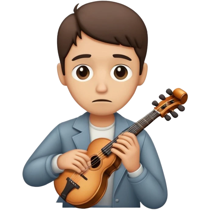 sad musician looking up with a thoughtful expression, holding an instrument emoji