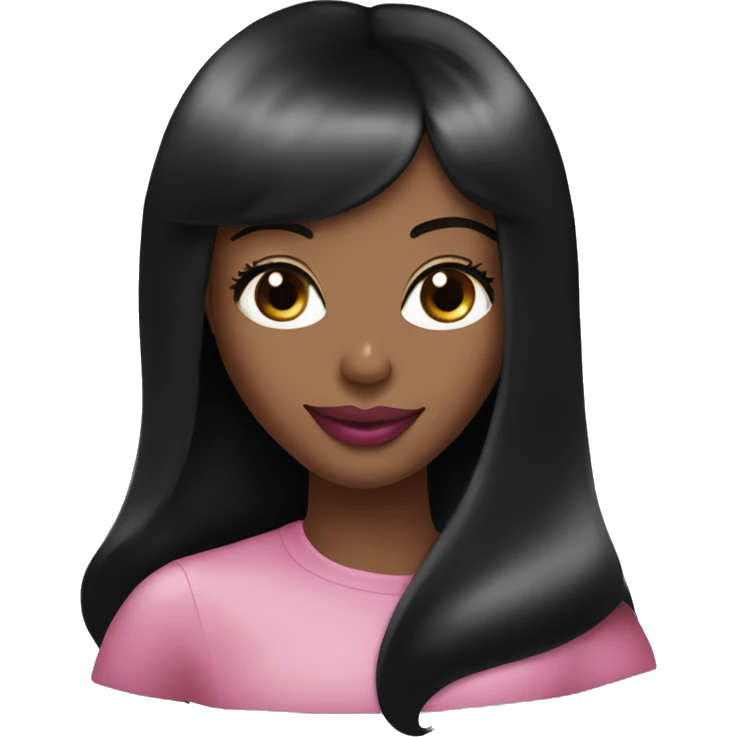 Naomi Campbell long black hair smiling pink lip  emoji