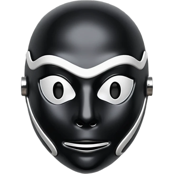 Black latex gimp mask white edge emoji