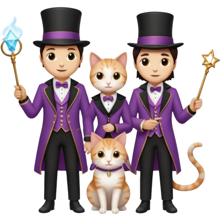magician couple and their pet cat emoji