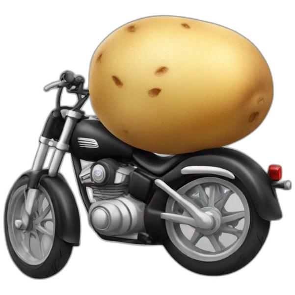 a potato equipped like a biker emoji