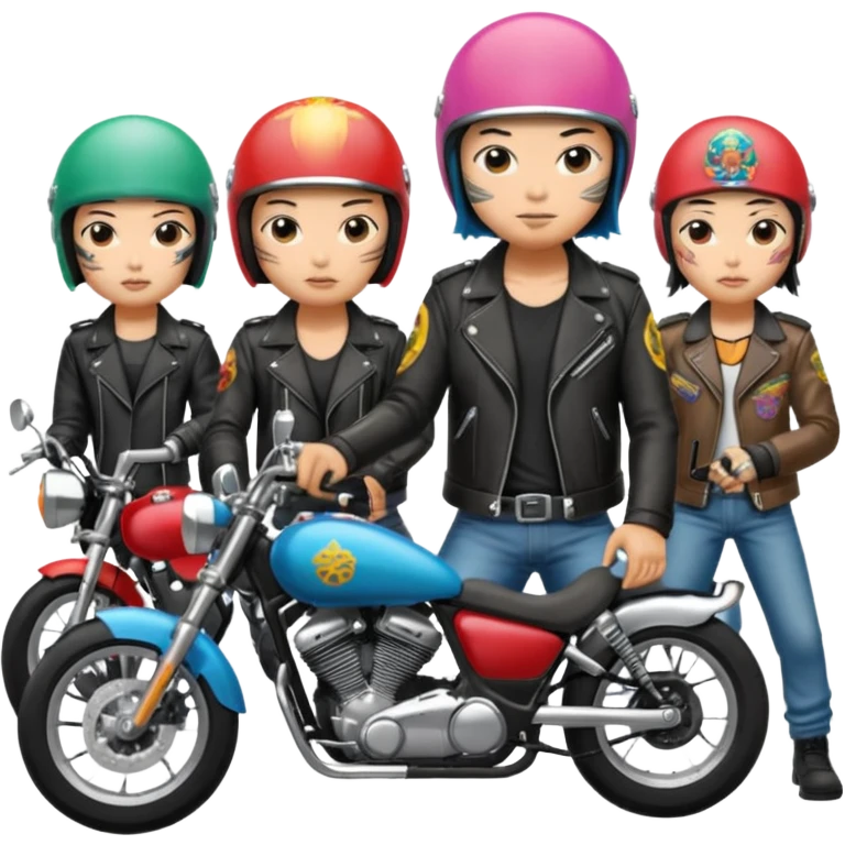 Japanese biker gang members riding motorcycles emoji