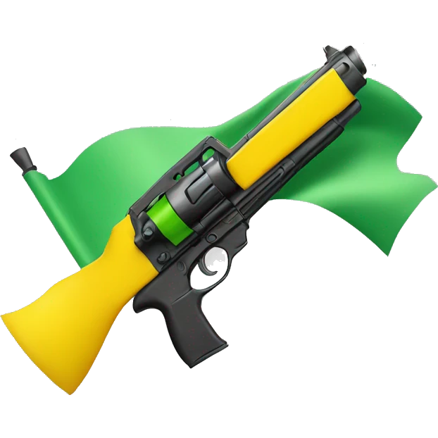 Yellow flag with a green gun in the middle emoji