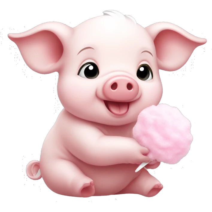 Baby piglet eating cotton candy emoji