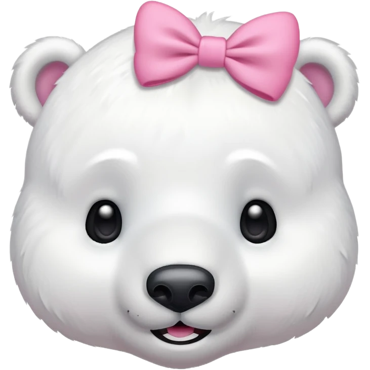 A polar bear smiling shy, blushed and with a pino bow on the head emoji