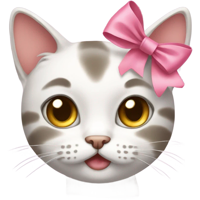 cat with blushing cheeks and pink bow emoji