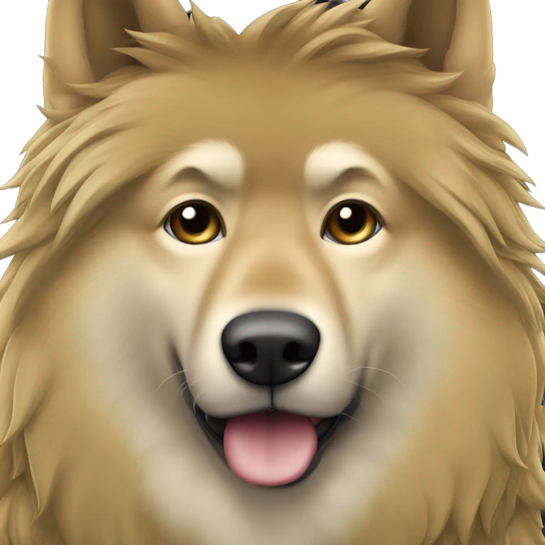 homem  olho  dourado  de  terno  cabelo    curto  e  castanho com  um  lobo emoji