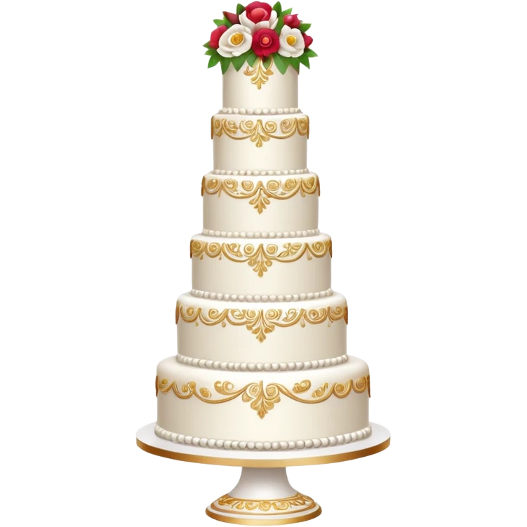 white wedding cake with floral decorations emoji