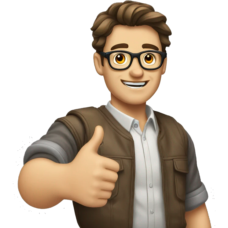 male nerd brown hair thumbs up emoji