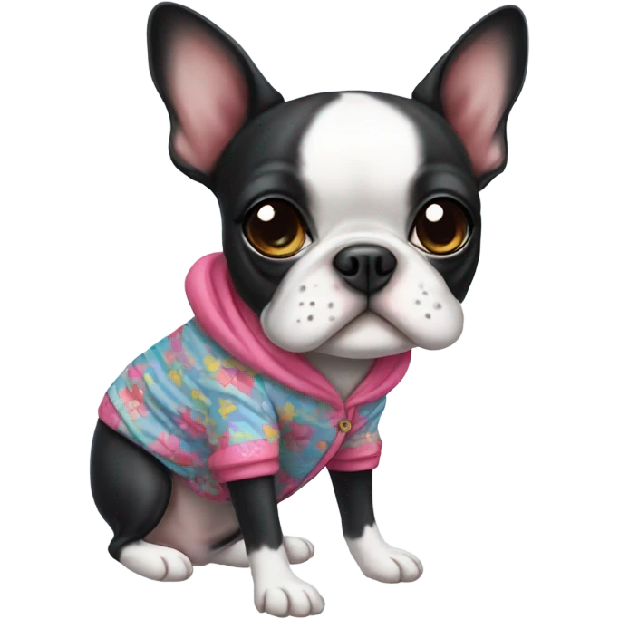 Boston terrier in pajamas emoji