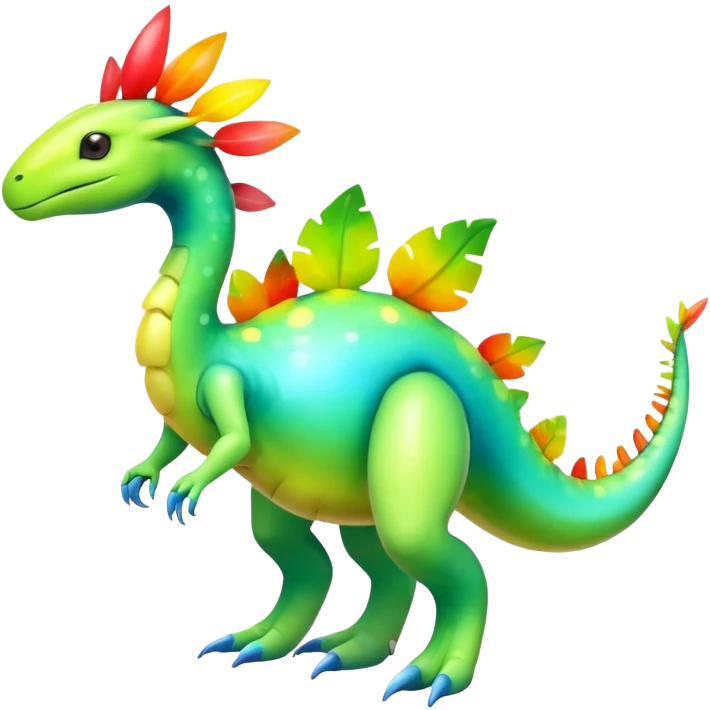 Shiny Exotic Colorful Meganium-Amaura-Aurorus-Fakémon-hybrid-creature (full body)  emoji