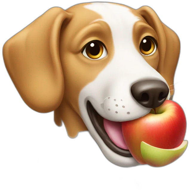 Dog eating apple emoji