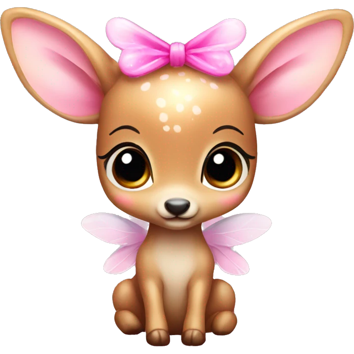 baby deer with fairy wings and a pink bow around its neck  emoji