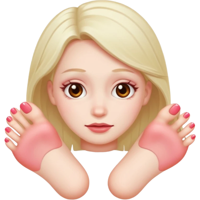 blushing face with nails and feets behind emoji