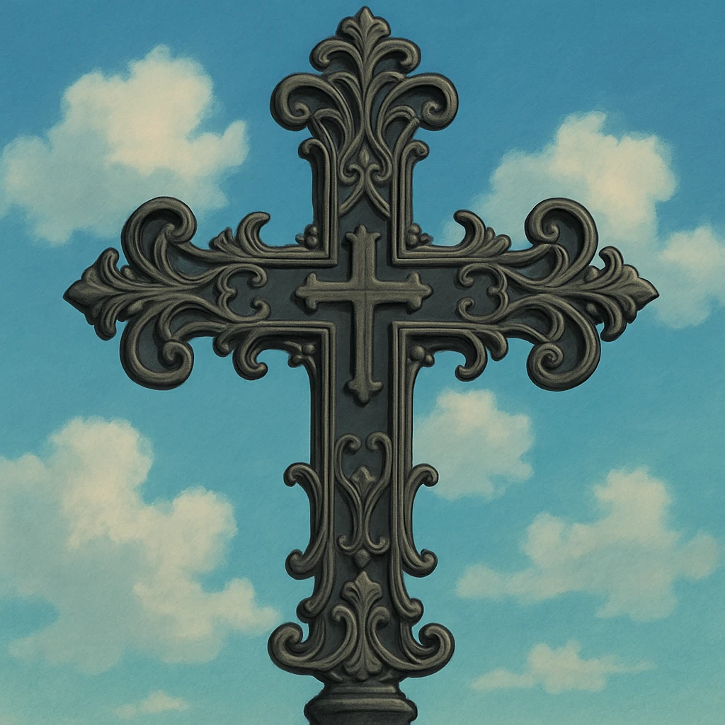 goth cross, ornate, Ghibli style emoji