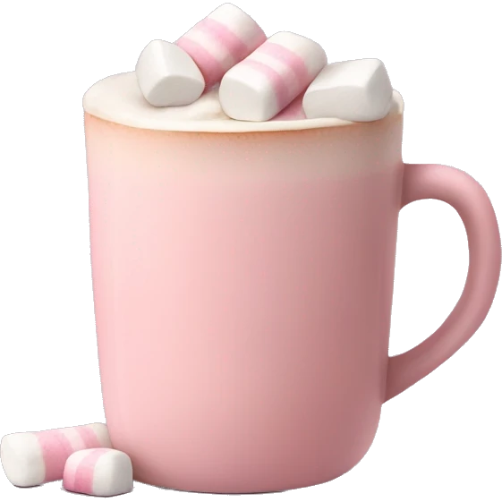 Light Pink mug of hot chocolate with marshmallows  emoji