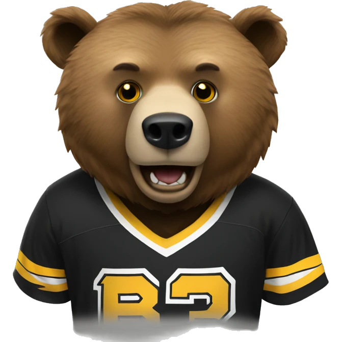 Grizzly bear wearing Boston Bruins shirt emoji
